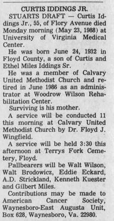 Obituary for CURTIS JR. IDDINGS Jr.