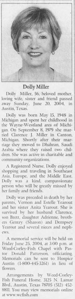 Obituary for Dolly Miller Miller, 1948-2004 (Aged 56) - 