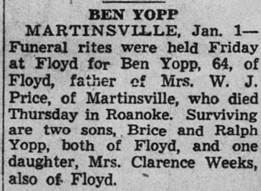 Obituary for BEN YOPP (Aged 64) - 