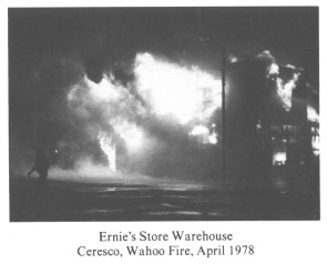 Ernie's Store Warehouse Ceresco, Wahoo Fire, April 1978