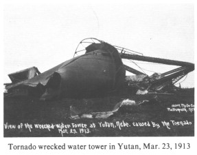 Tornado wrecked water tower in Yutan, Mar. 23, 1913