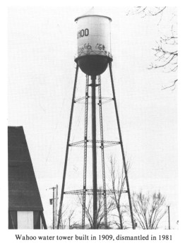 Wahoo water tower built in 1909