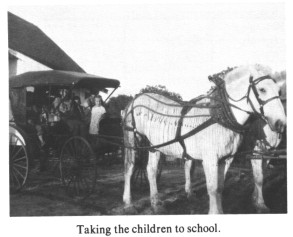 Taking the children to school.