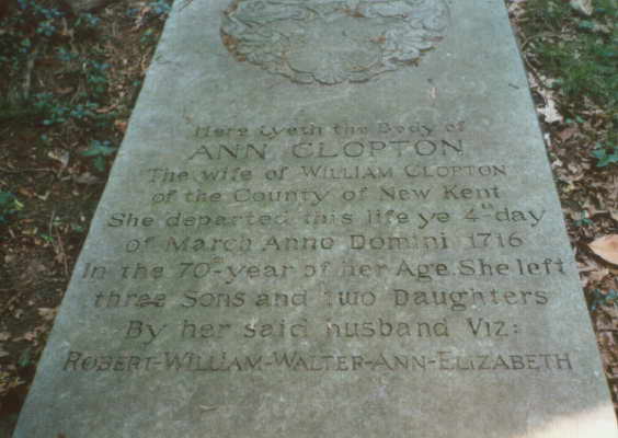 Ann Clopton's Gravestone