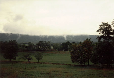 View of Little North Mountain from Boehm Cemetery (after a summer thunderstorm, August, 1994).