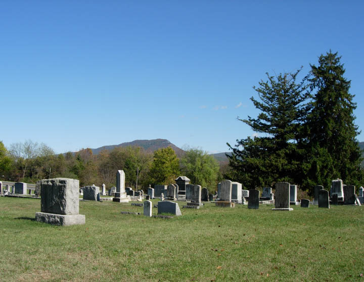 View of Cedar Grove Cemetery with Seven Mile Mountain in the background.