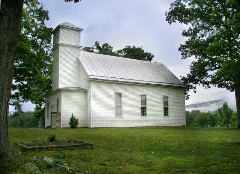 Cedar Creek Church with cemetery near Zepp