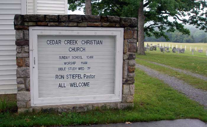 Cedar creek sign