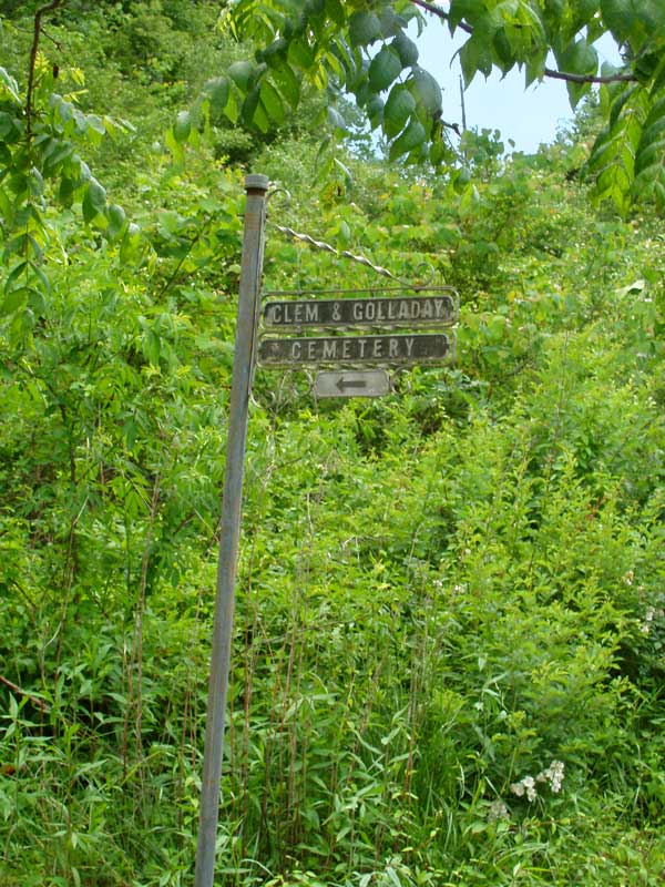 Clem Golliday cemetery sign