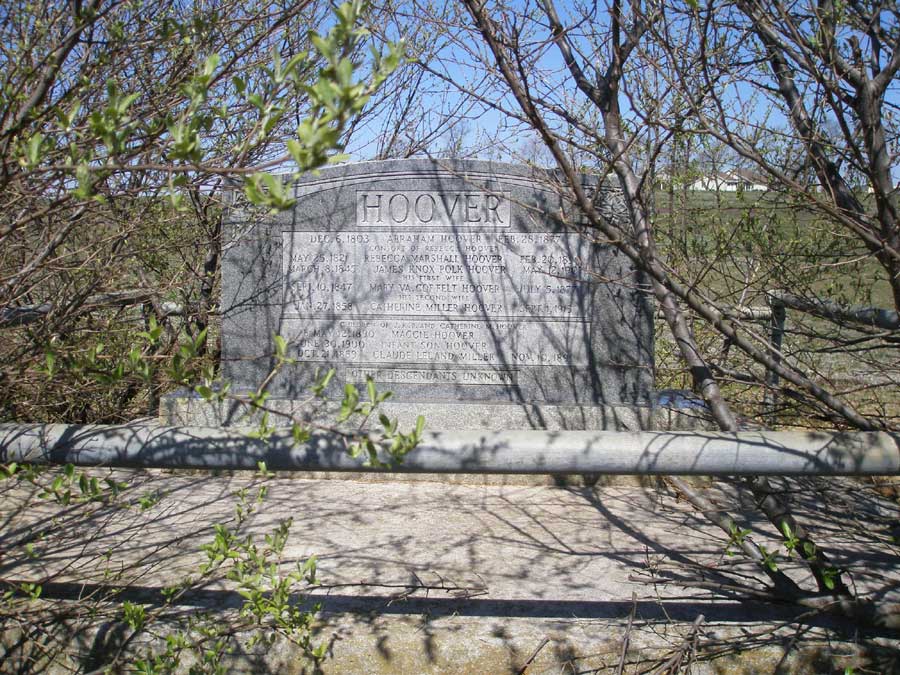 Hoover Cemetery memorial with all names and dates