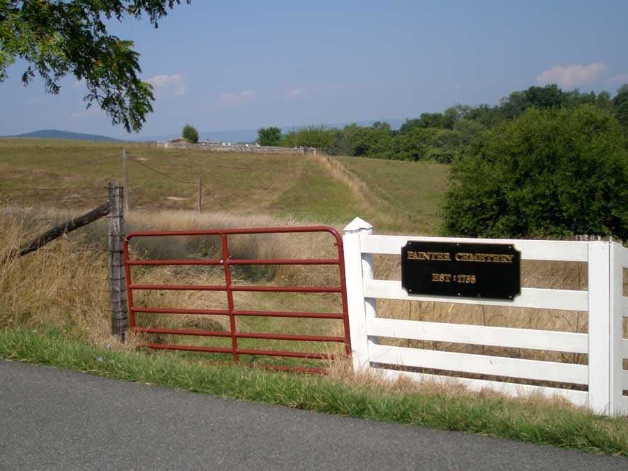 Painter Cemetery Gate and sign