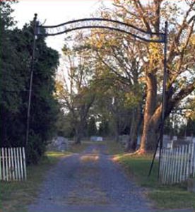 Entrance to Toms Brook Cemetery, Toms Brook, VA, photo taken before the fence was removed